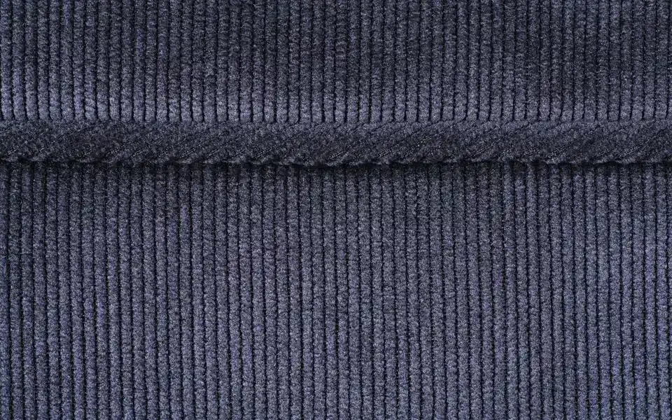 Close-up of blue corduroy showing parallel ribs